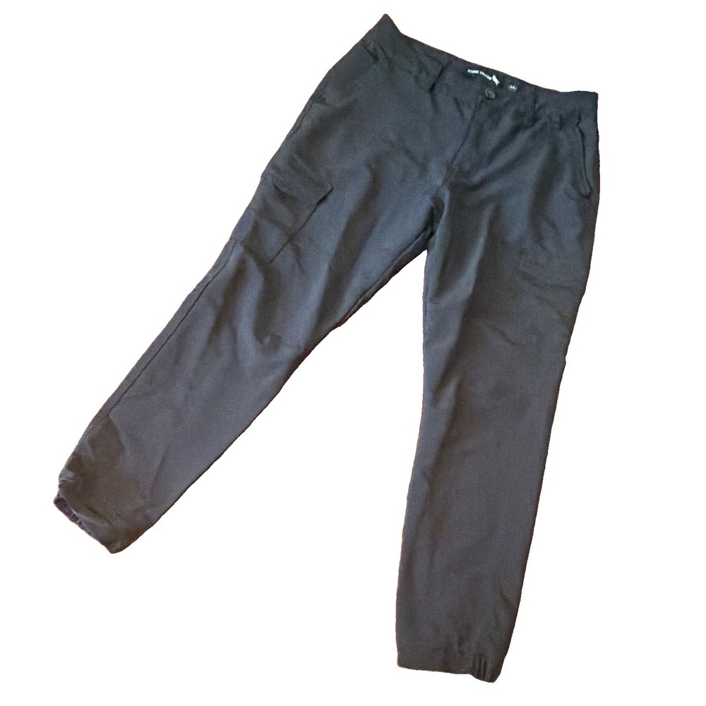 Men's Black Stretch Cargo Jogger Pants 34x29 Utility Tapered Stone Falcon